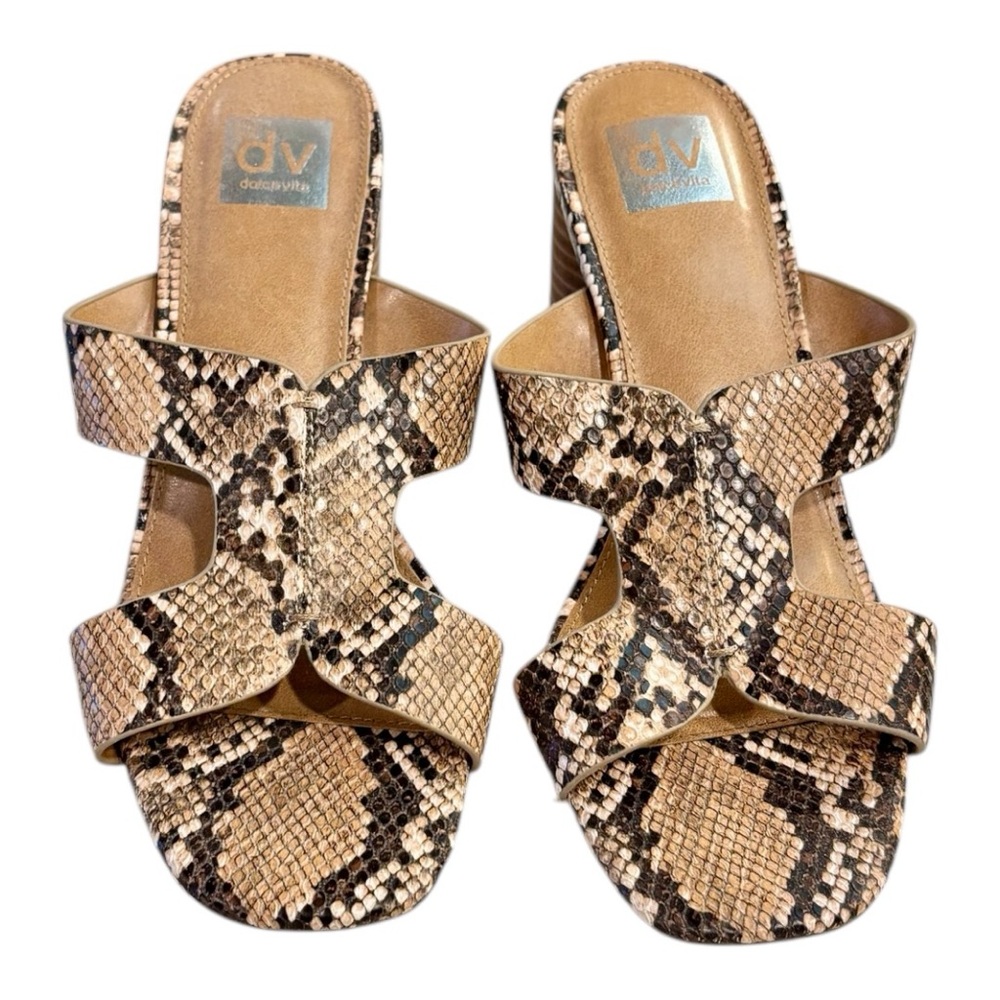 Dolce Vita Maud Heels, Snakeskin Heeled Strappy Sandals, Fall Autumn Neutral